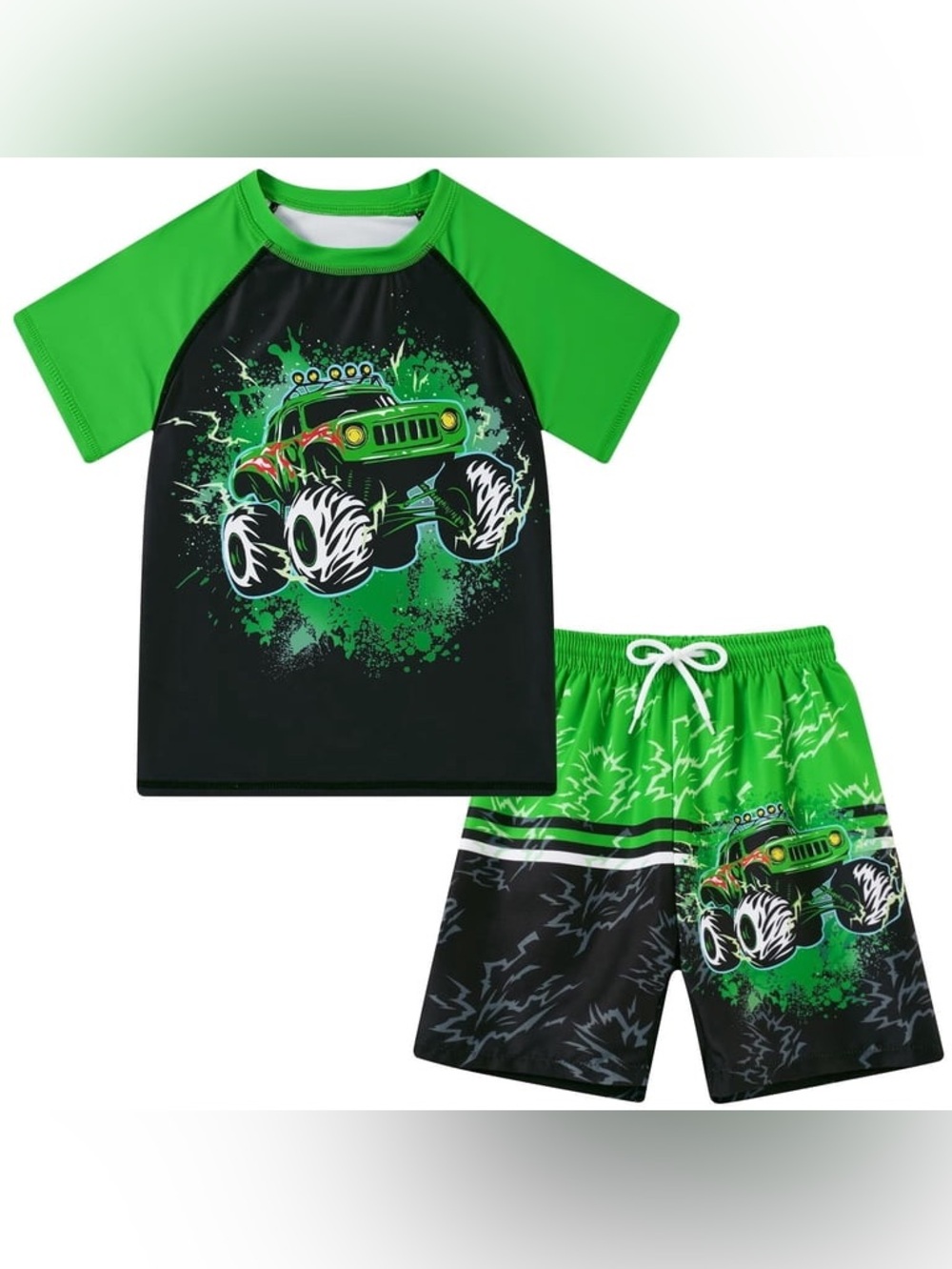 Lanbubble Boys Two Piece Rash Guard Swimsuits with Trunks Sz 10 Y